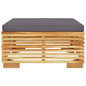 Repose-pieds portable moyen en teck massif gris foncé pour chaises de jardin - Product Image 4