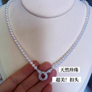 Collier en perles d'eau douce naturelles de style haute couture, 3-4 cercles, zircone carrée simple, vente en gros - Product Image 3