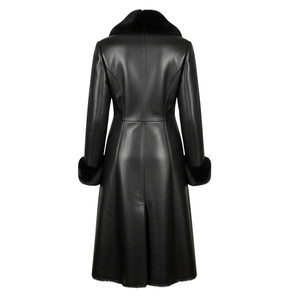 Women's Breathable Long Solid Sheepskin Leather Trench Coat 100% Real Leather - Product Image 2