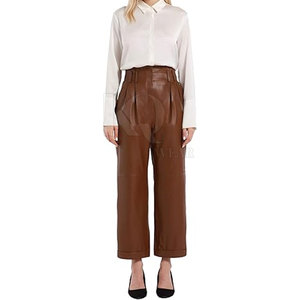 Fashion Forward <b>Women</b> Leather Pant Straight Leg Premium Finish Breathable Lightweight Eco-Friendly for Winter Looks Trendy - Product Image 2