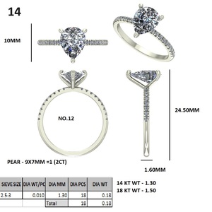 Pear Cut Moissanite Engagement <b>Ring</b> White Gold Plated 925 Sterling <b>Silver</b> Prong <b>Set</b> Wedding Band for Women - Product Image 6