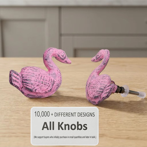 Ba Cast Iron Modern Swan Shape Furniture Handles and <b>Drawer</b> <b>Knobs</b> <b>Pink</b> Easy Installation Wardrobe Cabinet Dresser Hardware - Product Image 4
