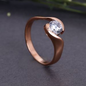 Nuevo Anillo Solitario Chapado en Oro Rosa con Circonita Cúbica Blanca para Mujer, Anillo de Compromiso Ajustable para Mujer, Estilo Minimalista, Venta al por Mayor - Product Image 2