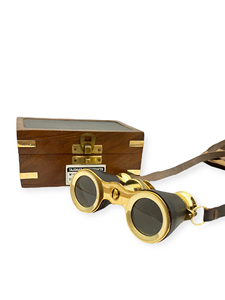 Gafas de Teatro Vintage de Latón Dorado con Correa de Cuero y Caja de Almacenamiento de Madera, Binoculares Náuticos Clásicos para Regalo y Decoración - Product Image 2