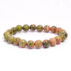 Natural Unakite <b>Bracelet</b> Green Pink Unakite Beaded <b>Bracelet</b> For <b>Healing</b> Reiki Energy Jewelry Wholesale 8mm - Product Image 1