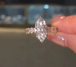 925 Moissanite 4.0 Carat Marquise Cut Engagement Ring in Sterling Silver with D Color & VVS Clarity for Women - Product Image 3