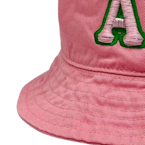 Sombrero de Pesca AKA Pink Boonie Hat Rosa de Ala Ancha para Exteriores con Letras Verdes Bordadas y Correa Ajustable para la Barbilla para Mujer - Product Image 5