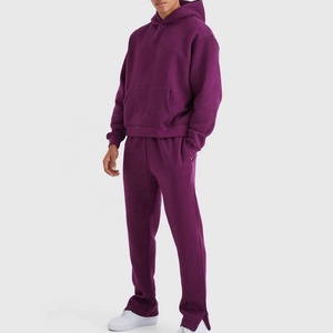Ensemble de survêtement pour homme en coton respirant avec cordon de serrage, pantalon de jogging, logo personnalisé, vêtements de sport d'hiver - Product Image 4