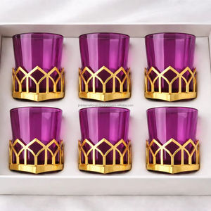 Nuevo diseño de vasos de té marroquíes con soporte de metal dorado, juego de 6. - Product Image 1