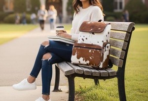 Handmade Cowhide Leather Hair On Backpack Travel Laptop Rucksack Vintage School Bag Durable Design LHBP-0045 - Product Image 2
