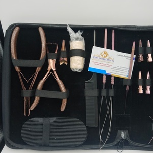 Kit de pinces pour extensions de cheveux en acier inoxydable rose doré, pinces à 2 trous avec clips et outils à boucles - Product Image 2