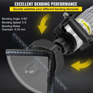 Piegatrice Elettrica per Barre d'Armatura da 1,5 KW, Idraulica Portatile da 1 Pollice (25 mm), Piegatura Rapida ed Efficiente in 5 Secondi, 110 V - Product Image 3