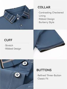 Polo de Golf de Alta Calidad para Hombre, Manga Corta, Absorbente de Humedad, Elástico, de Algodón Piqué Suave - Product Image 5