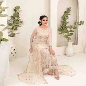 Vestidos Largos Maxi para Mujer, Boutique, Elegantes, Hermosos, de Lujo, de Chifón, Trajes Indios de 3 Piezas, Tawakkal SETAREH, Ropa de Fiesta Bordada - Product Image 2