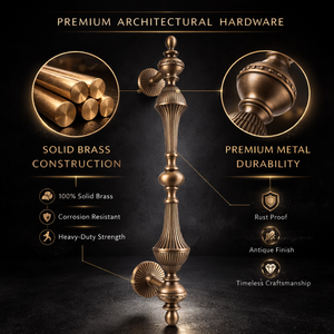 Poignée de porte cannelée en laiton massif Centurion |   Poignée de porte d'entrée moderne et durable pour usage hôtelier |   Architecture décorative - Product Image 5