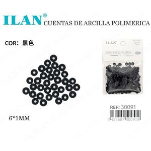 Cuentas de arcilla polimérica Ilan 6x1 mm negras para la fabricación de joyas - Product Image 3