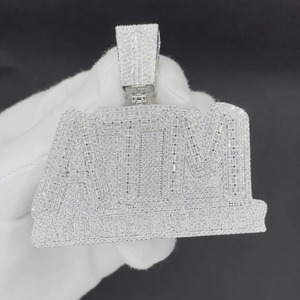 ATM Addicted To Money Moissanite Pendant 925 Silver Baguette Cut Channel Setting Unisex Hiphop Themed Charm Pendant - Product Image 4