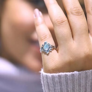 Natural Labradorite Ring 925 Sterling Silver Ornate Designer Blue <b>Flash</b> Gemstone Statement Ring for Women - Product Image 5