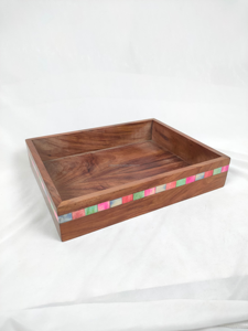 Plateau de table bouddhiste en bois massif poli, fait main et personnalisé, pour la décoration de la maison, la cuisine, les desserts et les gâteaux - Product Image 3