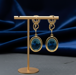 Boucles d'oreilles pendantes en labradorite naturelle ronde, 4,5 pouces (12 mm), pierres précieuses, argent sterling 925 plaqué or 18 carats - Product Image 4