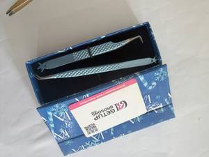 Pince à épiler GETUP BROSONS IMPEX pour extensions de cils, courbée à 90/45 degrés, en acier inoxydable, fibres lisses, précision, antidérapante, Perfect Star - Product Image 3