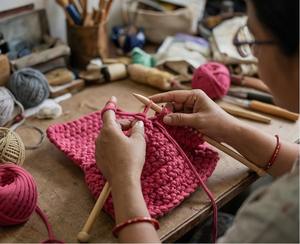 <b>Fuchsia</b> <b>Pink</b> Braided Handmade Purse Modern Stylish Pearl Two Straps Purse Boho Shoulder <b>Bag</b> Cotton Cord Weaving for Good Price - Product Image 3
