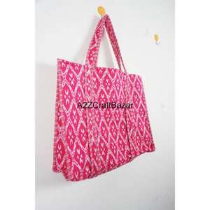 Bolso Tote Hecho a Mano en India, 100% Algodón, Rayado, con Asa Larga, para Mujer, Ecológico, Estilo Boho, Bolso Grande para la Playa o Fiestas - Product Image 5