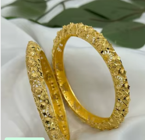 Collection de bracelets en laiton plaqué or de haute qualité, design exclusif, deux ensembles, pour femmes, pour fêtes et mariages, vêtements traditionnels. - Product Image 2
