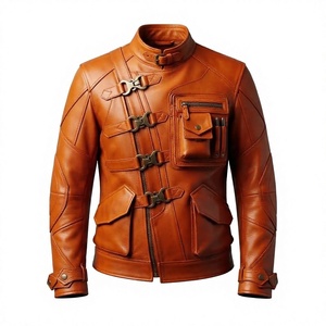 Custom Men's PU <b>Leather</b> Bomber Flight <b>Jacket</b> <b>Plus</b> <b>Size</b> Waterproof Breathable Eco-Friendly Windproof Winter Coat OEM Front - Product Image 1
