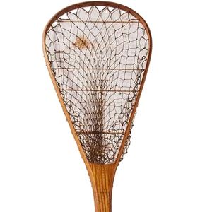 Épuisette de pêche à la mouche d'extérieur avec cadre en bois et filet en caoutchouc, outil de capture de truites à lancer à la main - Product Image 1