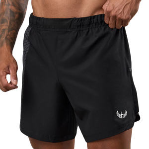 Pantalones Cortos Deportivos para Hombre, Negros, con Paneles de Malla, Dobladillo Dividido, Ropa Deportiva Ligera para Gimnasio, Running y Entrenamiento - Product Image 1