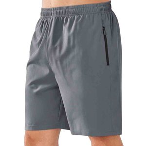 Men's Solid Green Quick Dry Bermuda Shorts <b>Elastic</b> Waist Zipper Pocket Casual Workout Running Shorts - Product Image 2