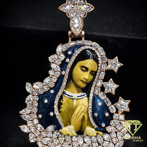 จี้รูปผู้หญิงสวมเครื่องประดับแบบ Iced Out ลายดอกไม้รูปดาว ประดับเพชรโมอิสซาไนต์ เงินแท้ 925 สไตล์ฮิปฮอป - Product Image 2