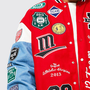 เสื้อแจ็คเก็ตหนังบอมเบอร์ผู้ชาย คอตั้ง ปักโลโก้ด้านหน้า กันลม สำหรับฤดูหนาว คุณภาพสูง - Product Image 3