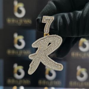 จี้รูปตัวอักษรแบบกำหนดเองประดับเพชรโมอิสซาไนต์ VVS เงินแท้ 935 พร้อมห่วง 7 ห่วง สไตล์ฮิปฮอป - Product Image 1