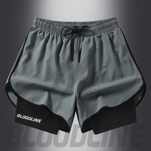 Pantalones Cortos Deportivos BLOODLINE para Hombre, Negros, con Cordón, Logotipo Estampado por Transferencia Térmica, Cintura Media, Transpirables, de Punto - Product Image 4