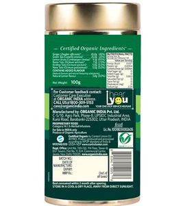 ORGANIC INDIA Thé vert Tulsi Citron Gingembre 100 g en boîte - Product Image 1
