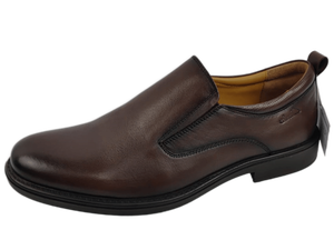 Mocasines de Cuero Genuino Color Marrón Tabaco, Punta Redonda, Sin Cordones, Suela de Goma Acolchada, Color Sólido, Para Todas las Temporadas - Product Image 3