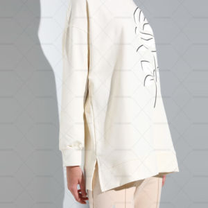 Conjunto de 2 Piezas de Alta Calidad para Mujer, Sudadera con Capucha Plateada, Tejido de Punto, Bordado, Botones, Cierre Frontal Plano, Estilo Casual - Product Image 2