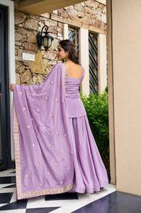 Traje Anarkali de Lavanda con Dupatta, Ropa Tradicional India y Pakistaní para Mujer, Largo hasta el Suelo, para Bodas, Elástico y Holgado - Product Image 6
