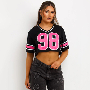 2026 Custom American Football Jersey Shirts for Women Drop Shoulder Summer American Football <b>Tops</b> V Neck - Product Image 2