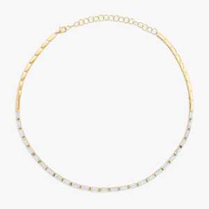 East West Baguette Tennis <b>Necklace</b> Illusion Puff Choker Chain Lab Grown Diamond CVD Manufacturer Wholesale 14k 18k <b>Solid</b> Gold - Product Image 1