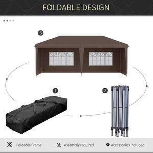 Tenda Pop-up per Feste 10FT X 20FT con 4 Pareti Laterali, Colore Caffè - Product Image 3