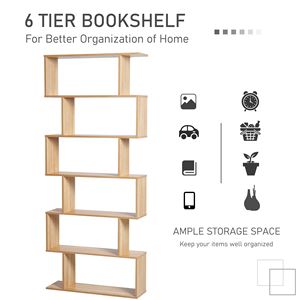 75.5 \ "H libreria a 6 livelli in legno di quercia espositore e divisorio - Product Image 5