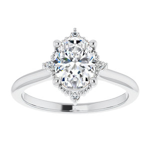Anillo de compromiso y aniversario clásico chapado en oro macizo de 18 quilates con halo ovalado pequeño y diamante cultivado en laboratorio, certificado IGI VS1 - Product Image 1