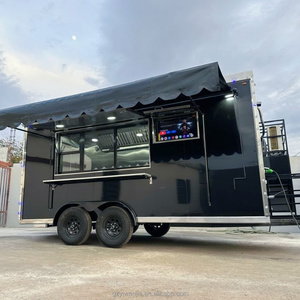 Remolque de Comida Negro de Lujo con Pantalla de <span class=keywords><strong>TV</strong></span> y Toldo, Cocina Móvil para Eventos Deportivos, Alquiler para Fiestas, Camión de Catering con Certificación CE - Product Image 2