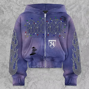 Sudadera con Capucha Personalizada para Hombre, Estilo Francés, con Pedrería Brillante, Estilo Urbano, Ecológica, Antiencogimiento, 100% Algodón, para Invierno - Product Image 3