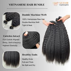 100% extensions de cheveux humains de trame Remy non traités faisceaux brésiliens droits crépus - Product Image 5