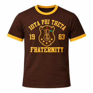 Camiseta IOTA Brown University de manga corta para hombre, cuello redondo, con gráfico de letras griegas, para fraternidad, hermandad, ropa informal para el campus - Product Image 3