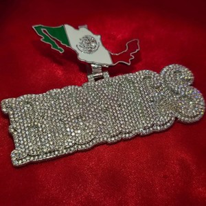 Colgante de Plata 925 con Mapa de México Personalizado, Letra VVS, Moissanita, Estilo Hip Hop, Joyería para Regalo de Aniversario y Fiesta - Product Image 3